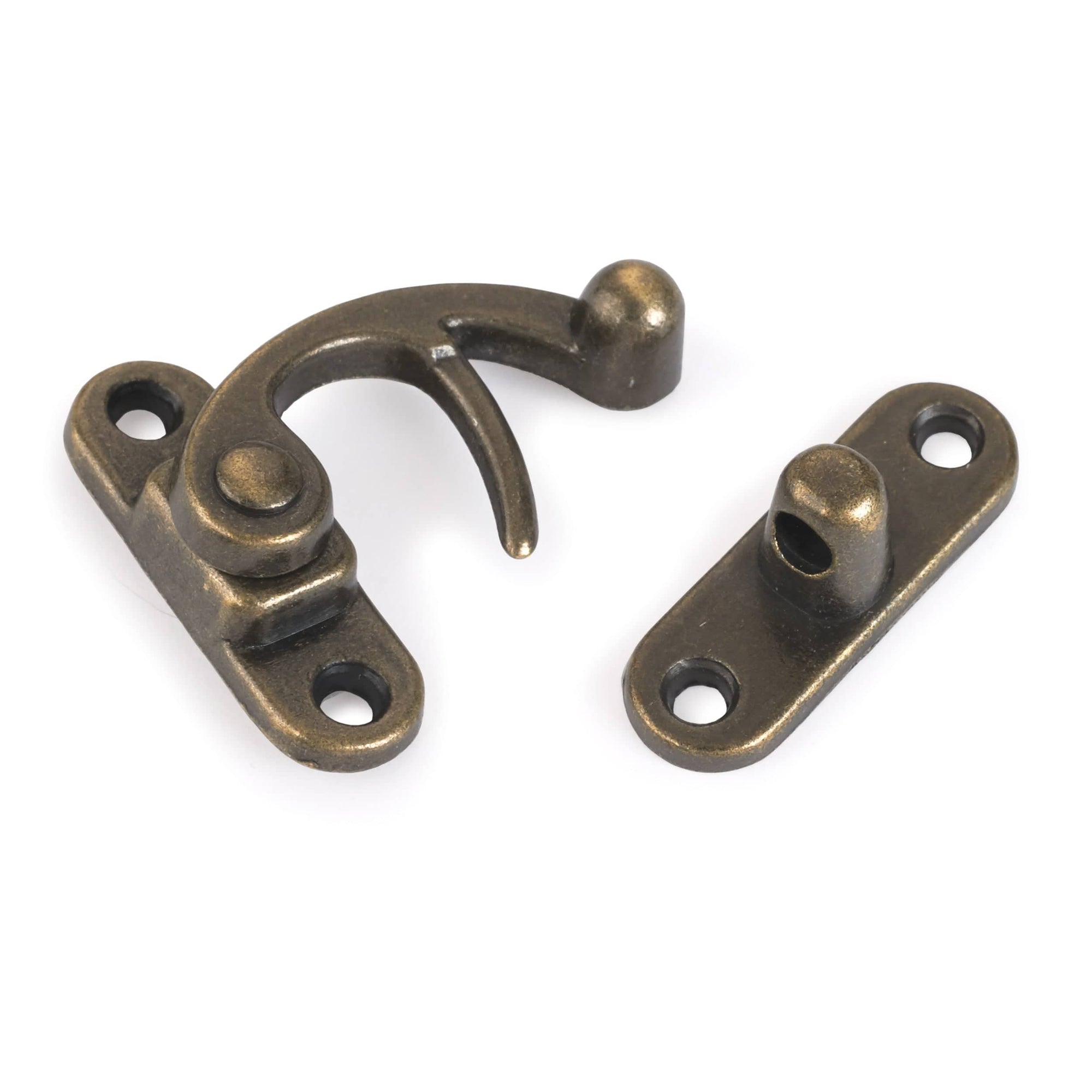 Hook Latch with Screws - Small - Antique Brass alt 0