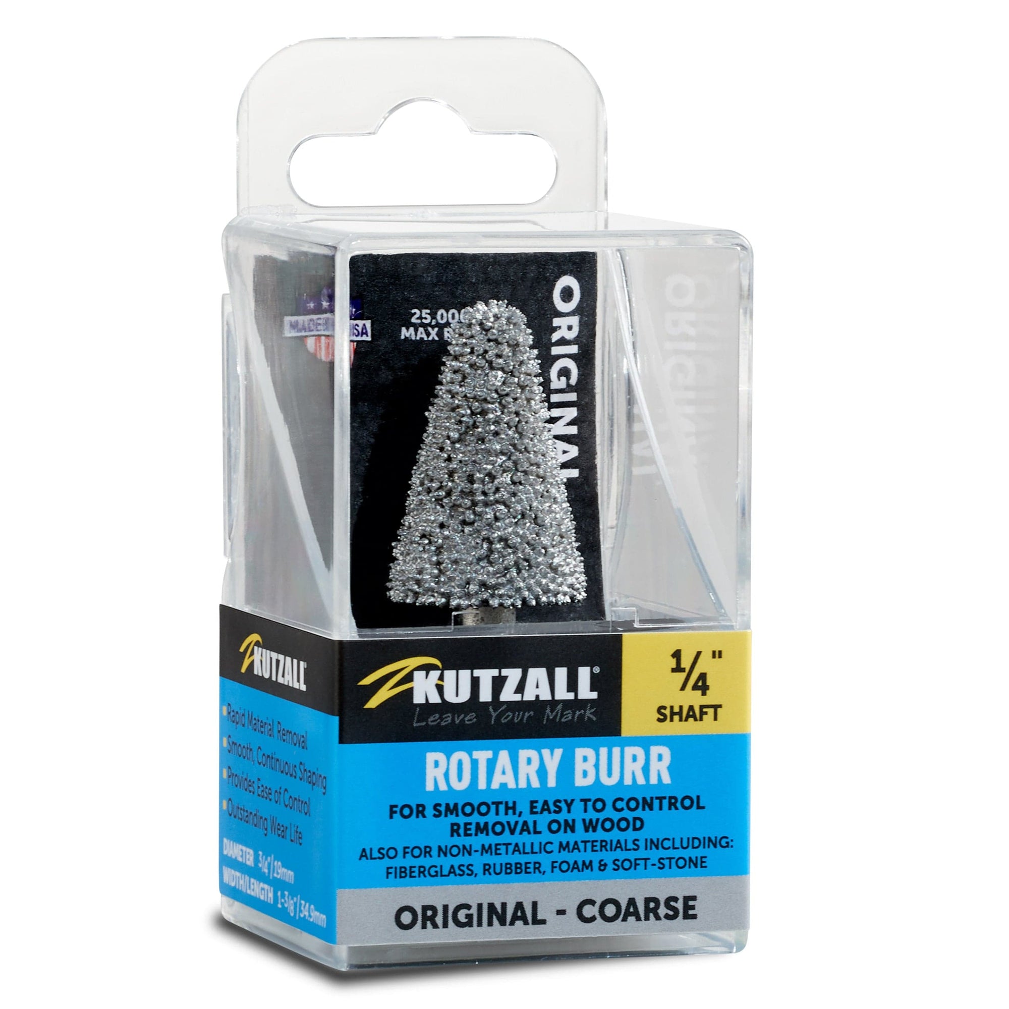 Original Taper Burr, 1/4" Shaft, Coarse (3/4" x 1-1/4") alt 0