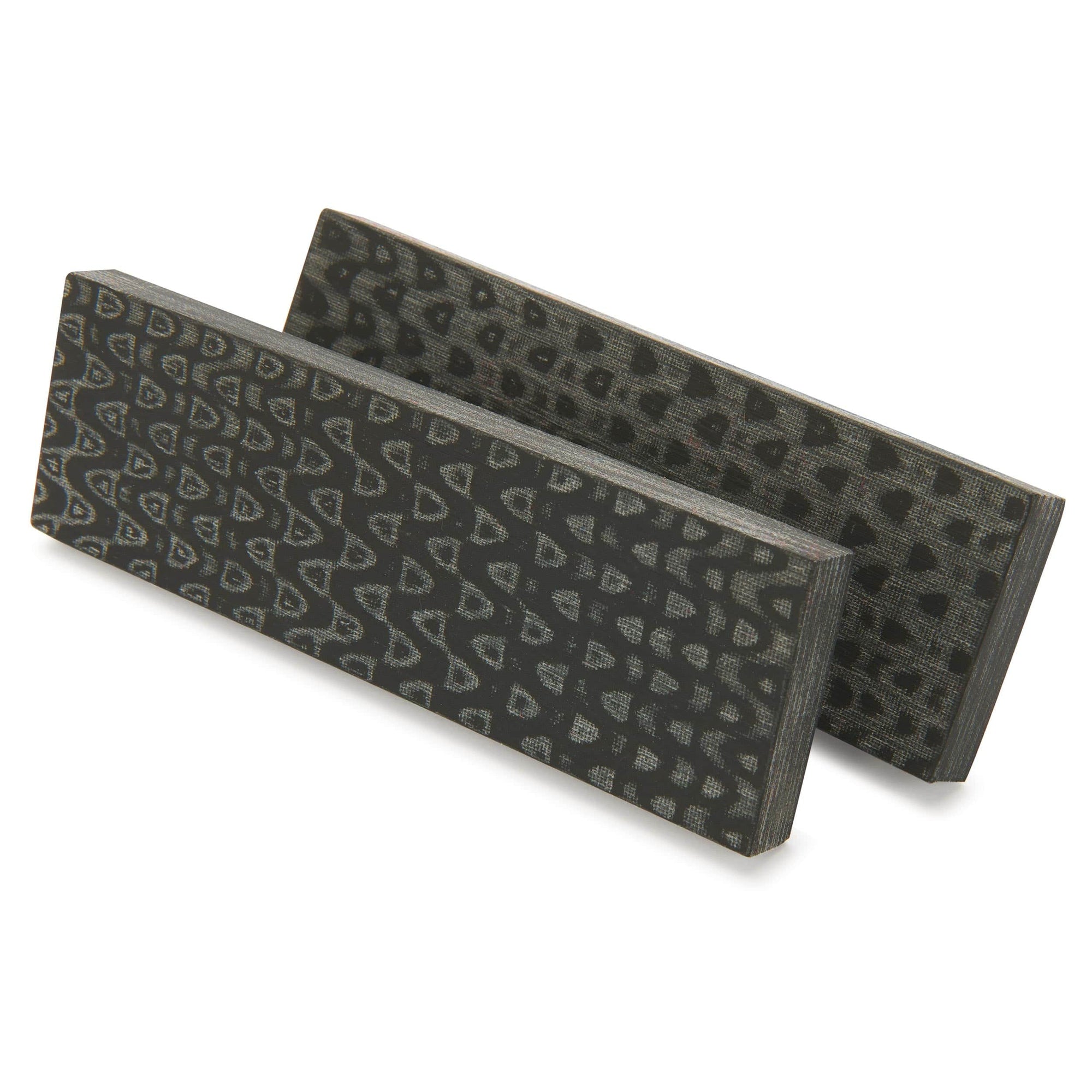 3D Micarta Knife Scales - 3/8" x 2" x 5" - Black and Gray Quail Feather - Pair alt 0