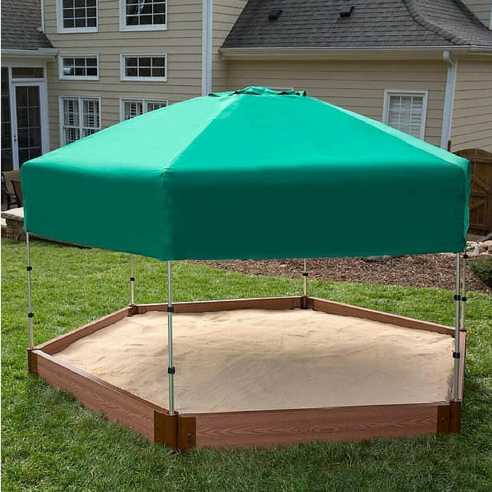 Classic Sienna 7' x 8' x 5.5 " Composite Hexagon Sandbox Kit with Telescoping Canopy/Cover - 2" profile alt 5