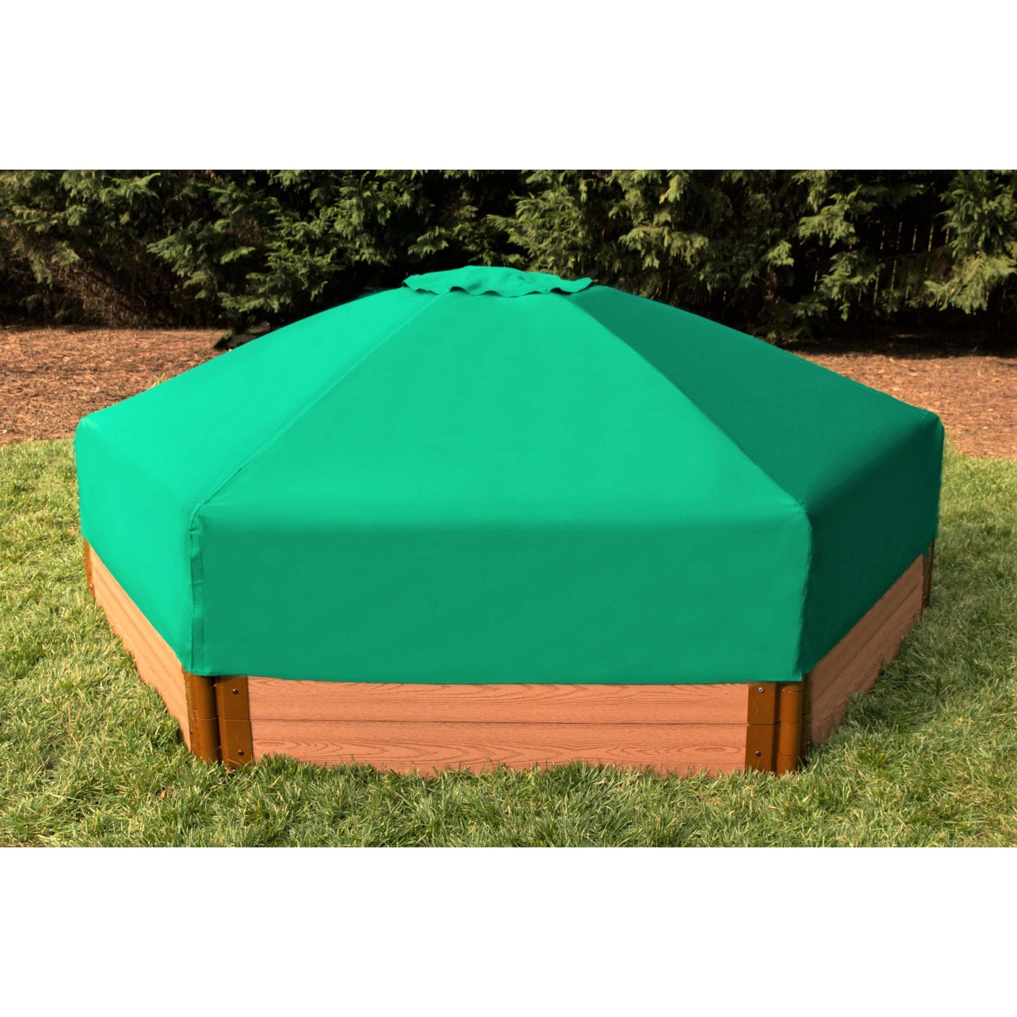 Classic Sienna 7' x 8' x 11 " Composite Hexagon Sandbox Kit with Collapsible Cover - 2" profile alt 0
