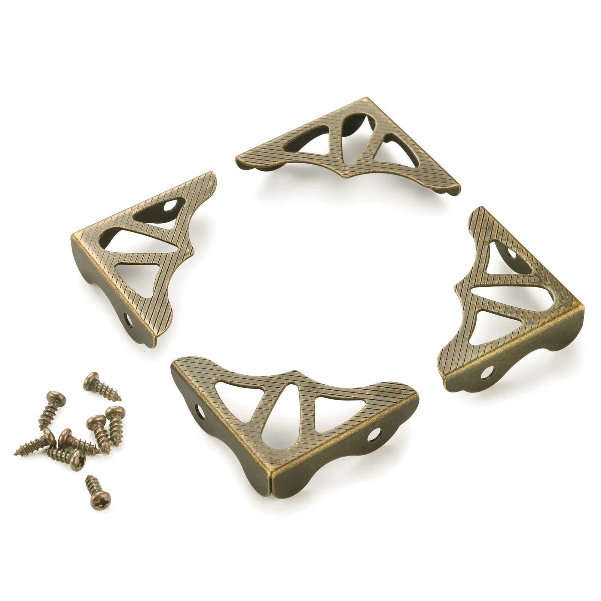 Decorative Box Corners - Antique Brass Plated - 4 Piece alt 0