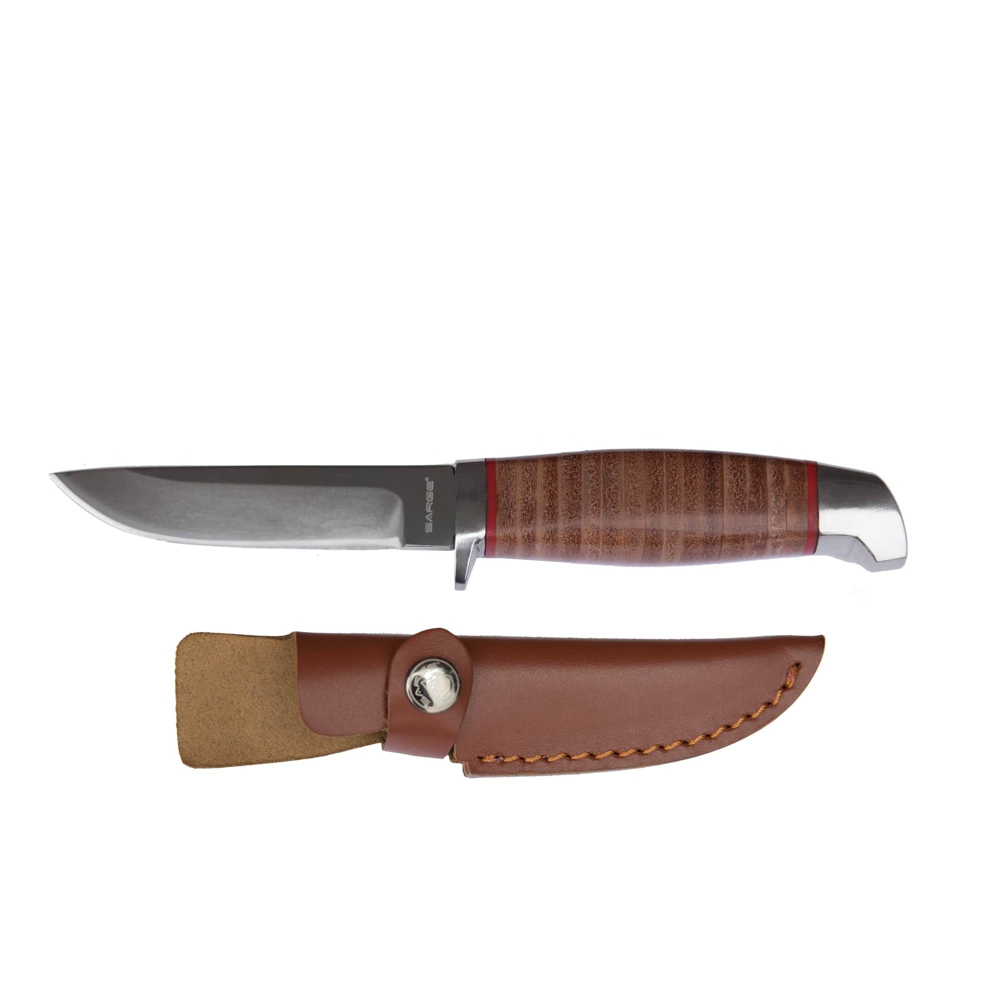 TK Retro - Stacked Leather Fixed Blade Knife, Stainless Steel 3-1/2" Blade alt 0