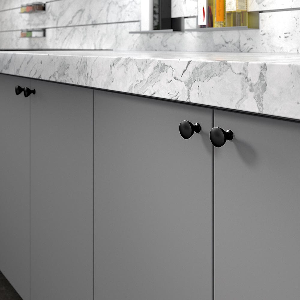 Contemporary Knob, 1-11/32" D, Matte Black