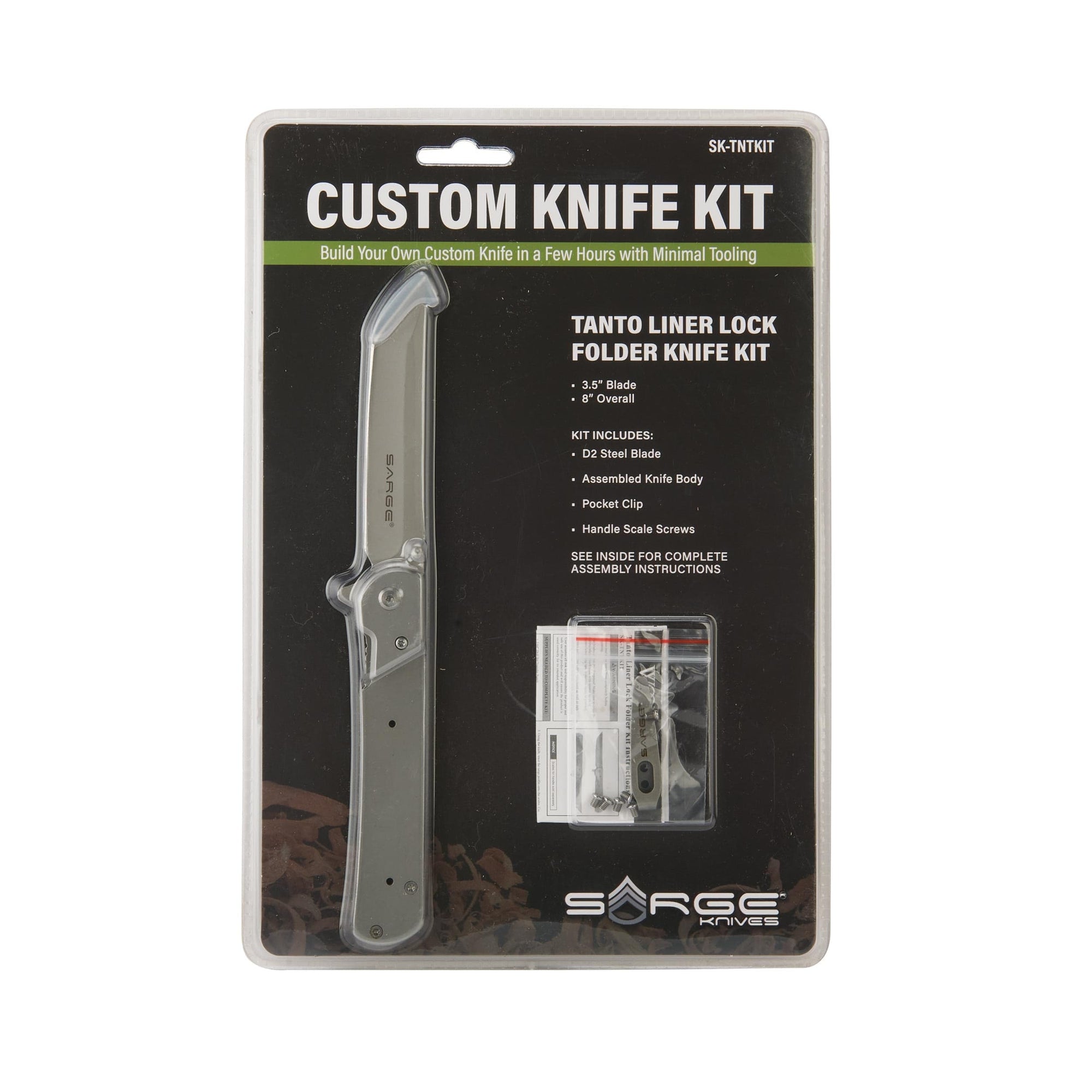 Tanto Liner Lock Folder Knife For Hunting & Fishing - 8" - Unfinished Kit alt 0