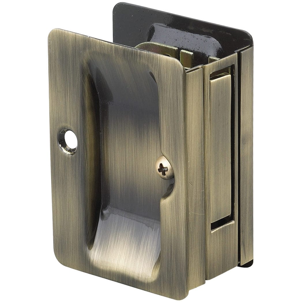 3-7/32" (82 mm) Pocket Door Pull Rectangular Antique Brass Passage alt 0