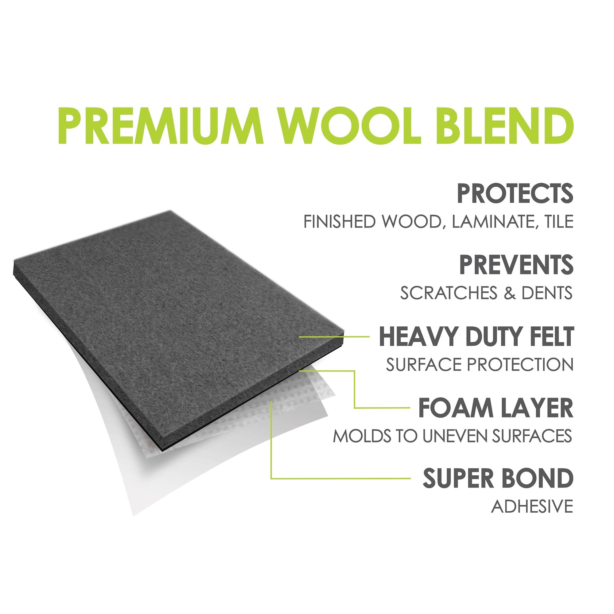 4-1/2" x 6" Heavy-Duty Self-Stick Felt Pad - Pair alt 0