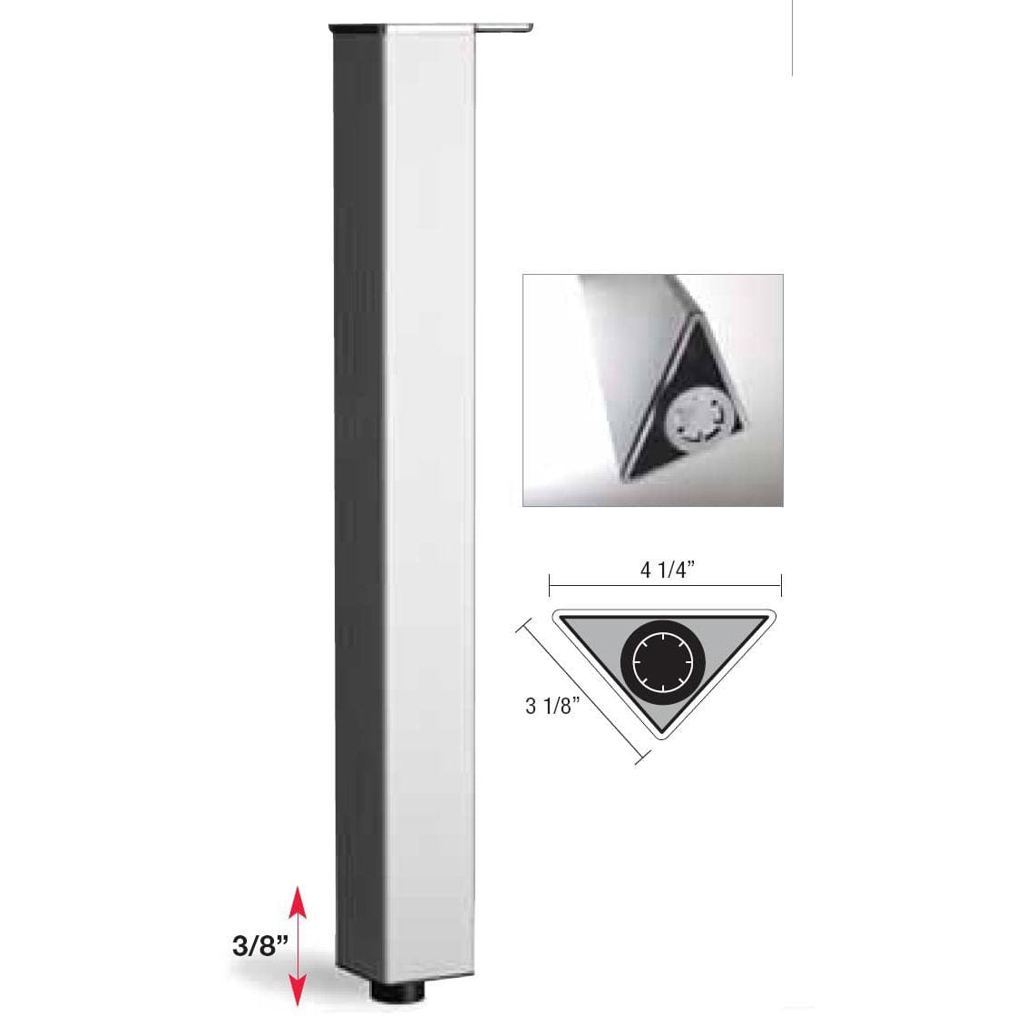 27-1/2" (698 mm) Adjustable Triangular Design Table Leg Aluminum Pack of 4 alt 0