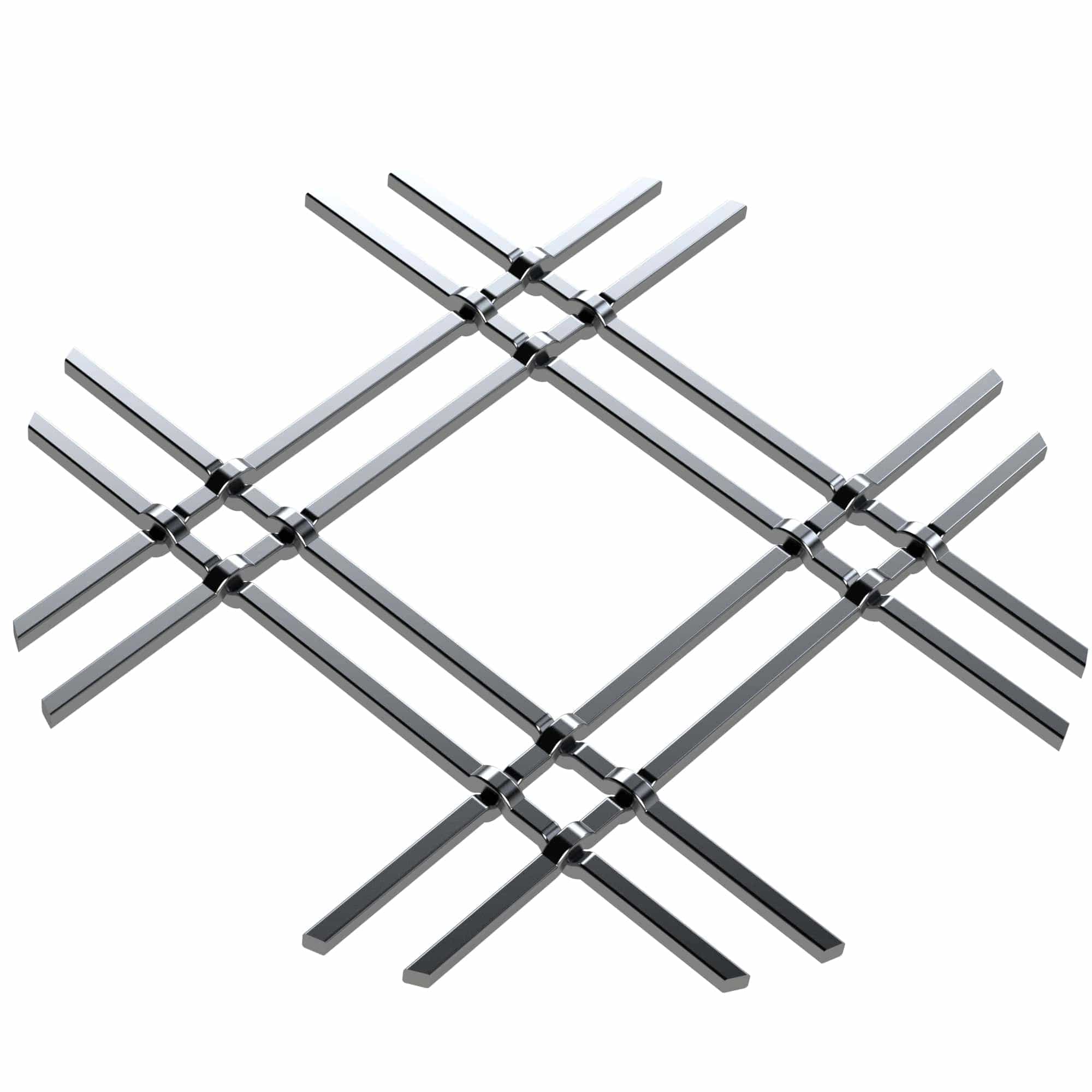 1" Flat Double Diamond Decorative Grille - Satin Nickel, 18" W x 48" L Sheet alt 0