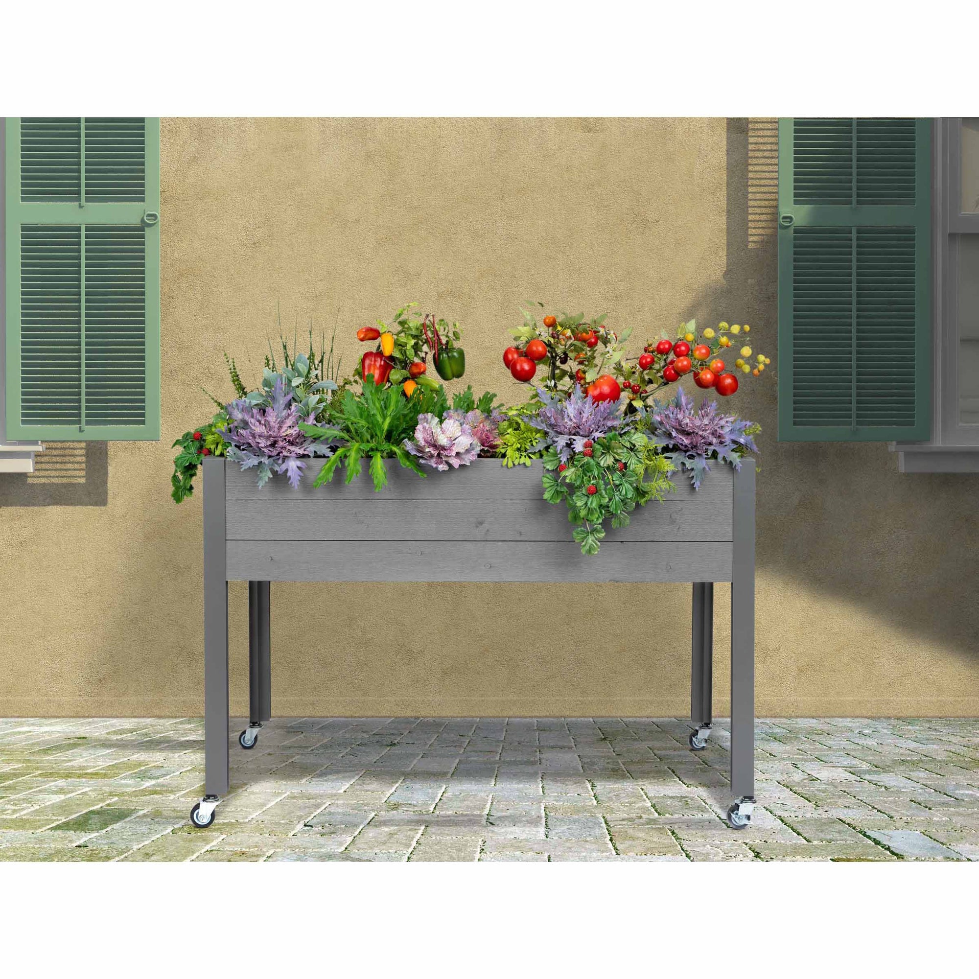 Self-Watering Elevated Planter 21" x 47" x 32"H Gray alt 0