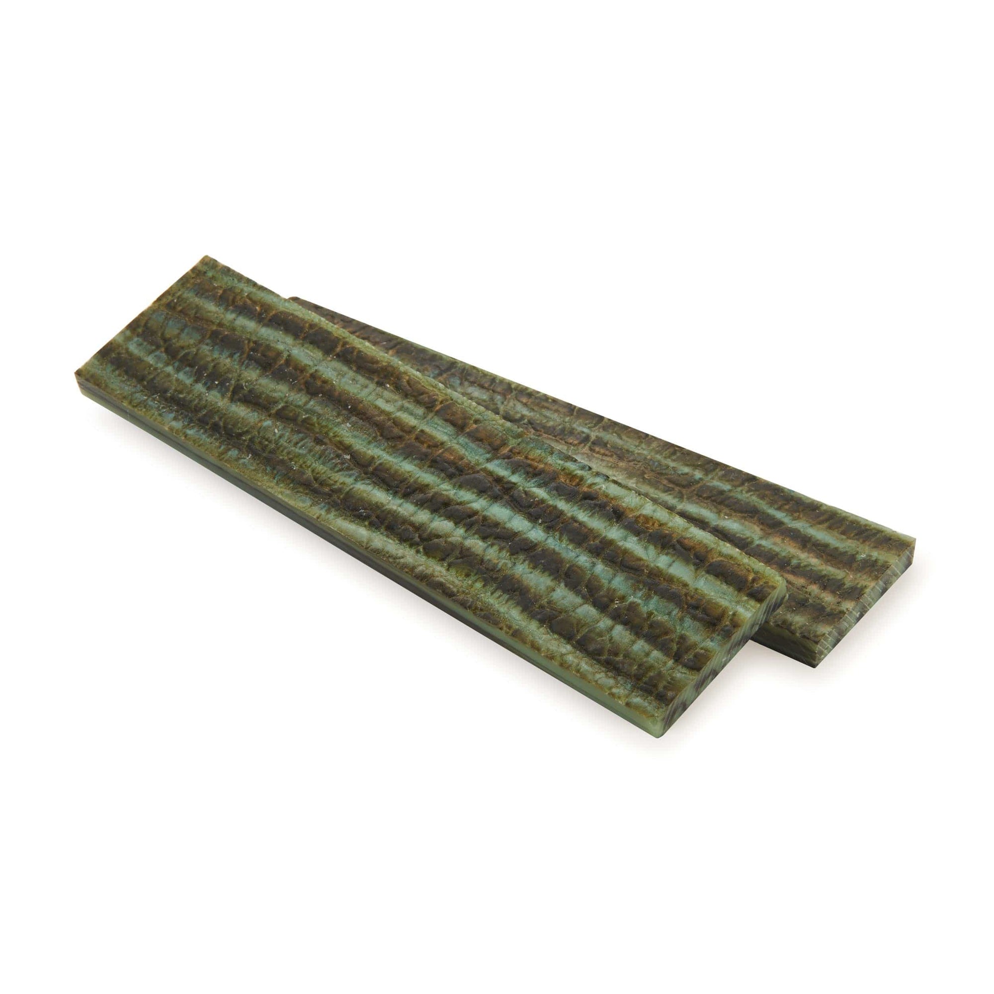 Poly Resin Knife Scales - 15/64" x 2" x 7" - Green Tortoise - Pair alt 0