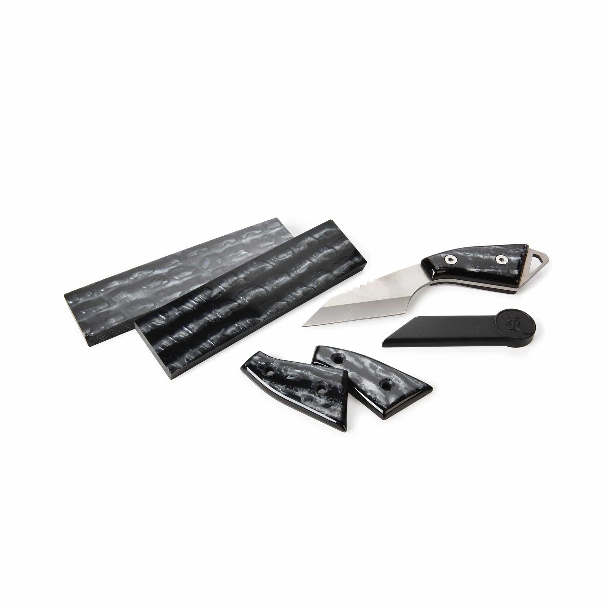 Poly Resin Knife Scales - 15/64" x 2" x 7" - Liquid Silver - Pair alt 0