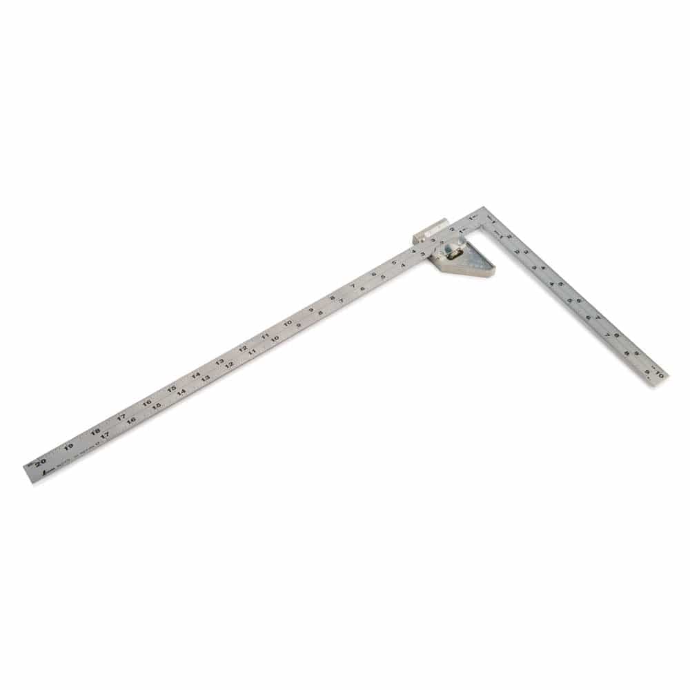 Wide Carpenter's Square with Hard Chrome Finish and Metal Stopper - 20" x 10"