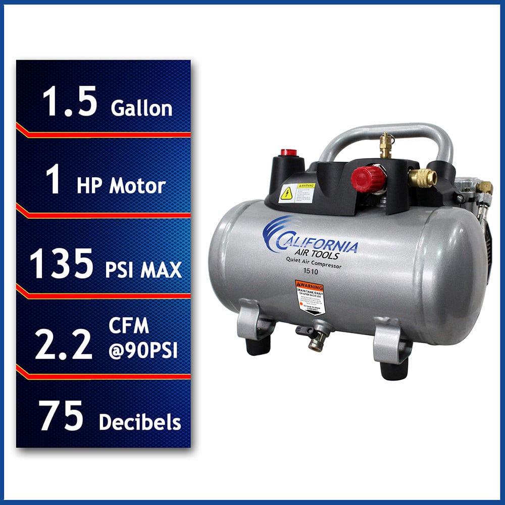 1.5 Gallon 1 HP Quiet Air Compressor