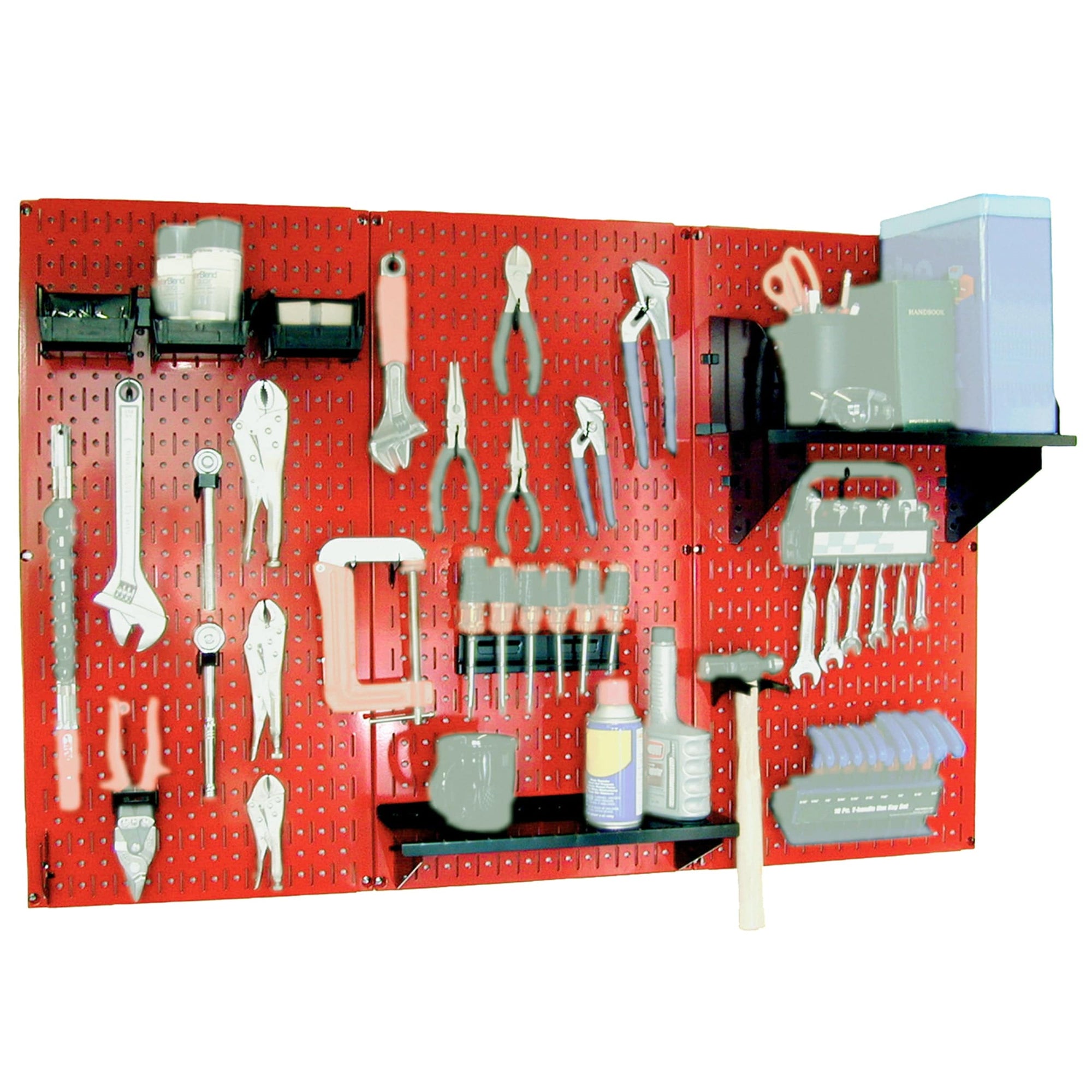 Steel Pegboard, Standard Workbench Kit in Red with Black Accessories alt 0