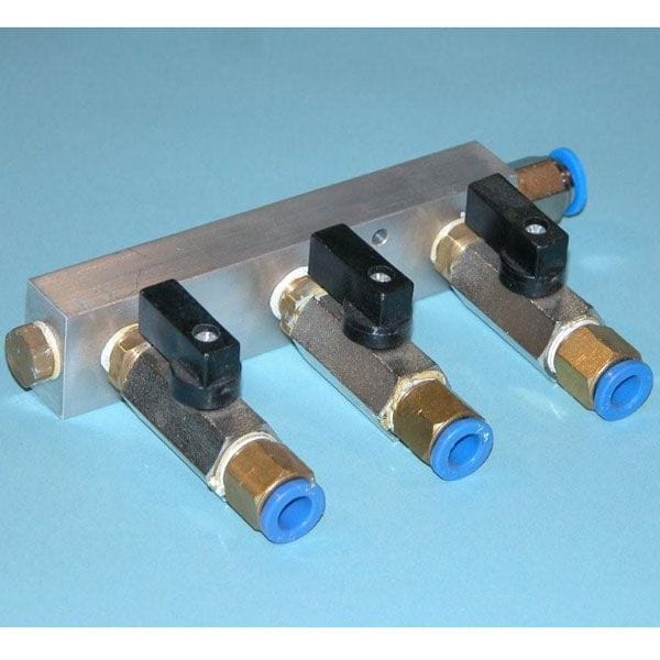 3-Port Manifold for Vacuum Pump, Billet Aluminum, Anodized 1/4" NPT alt 0