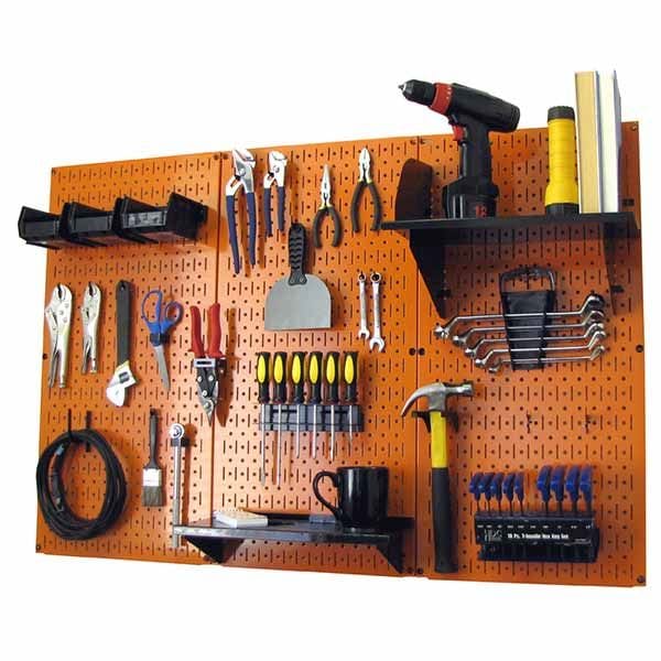 4' Metal Pegboard Standard Tool Storage Kit - Orange Toolboard & Black Accessories alt 0