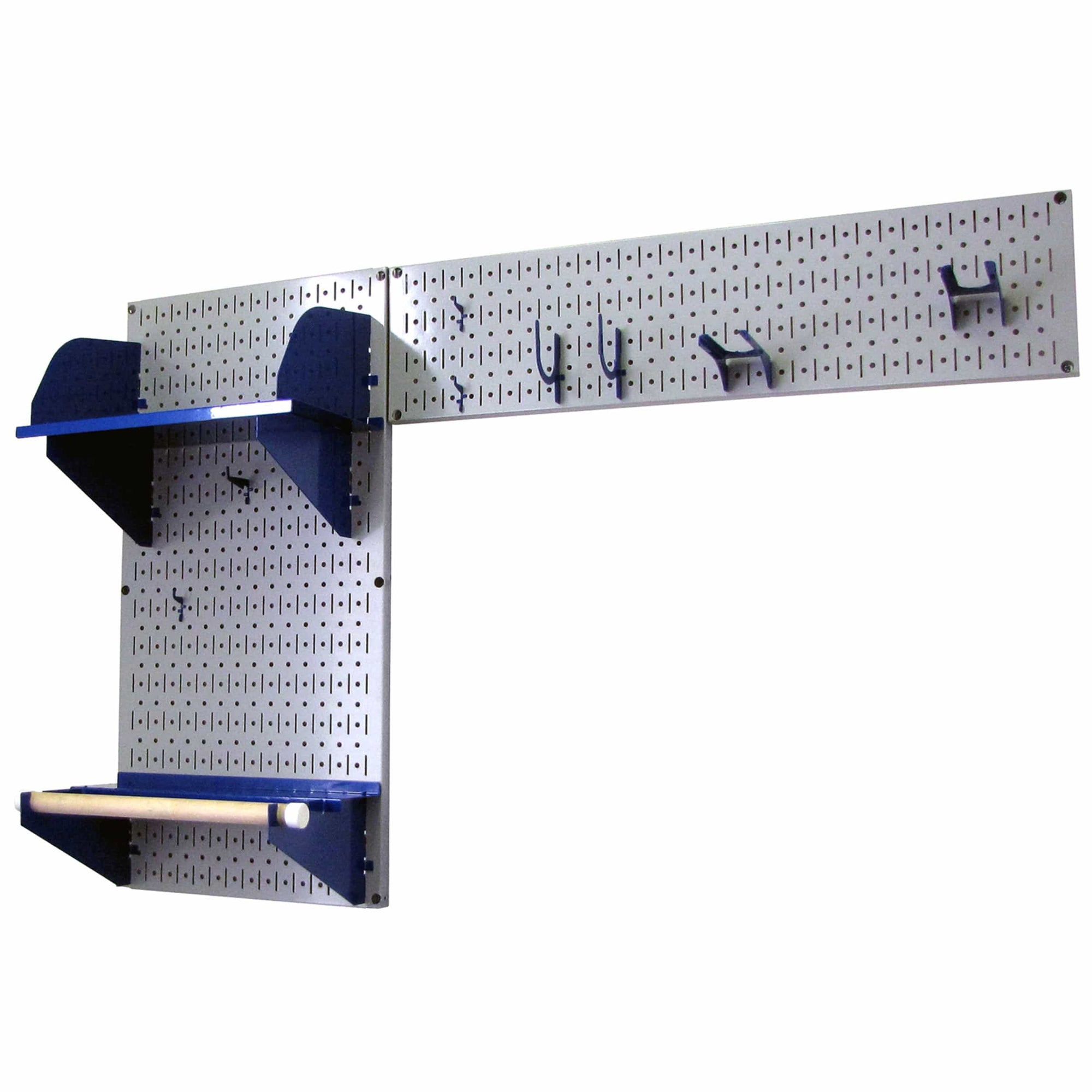 Pegboard Garden Tool Board Organizer with Gray Pegboard and Blue Accessories alt 0