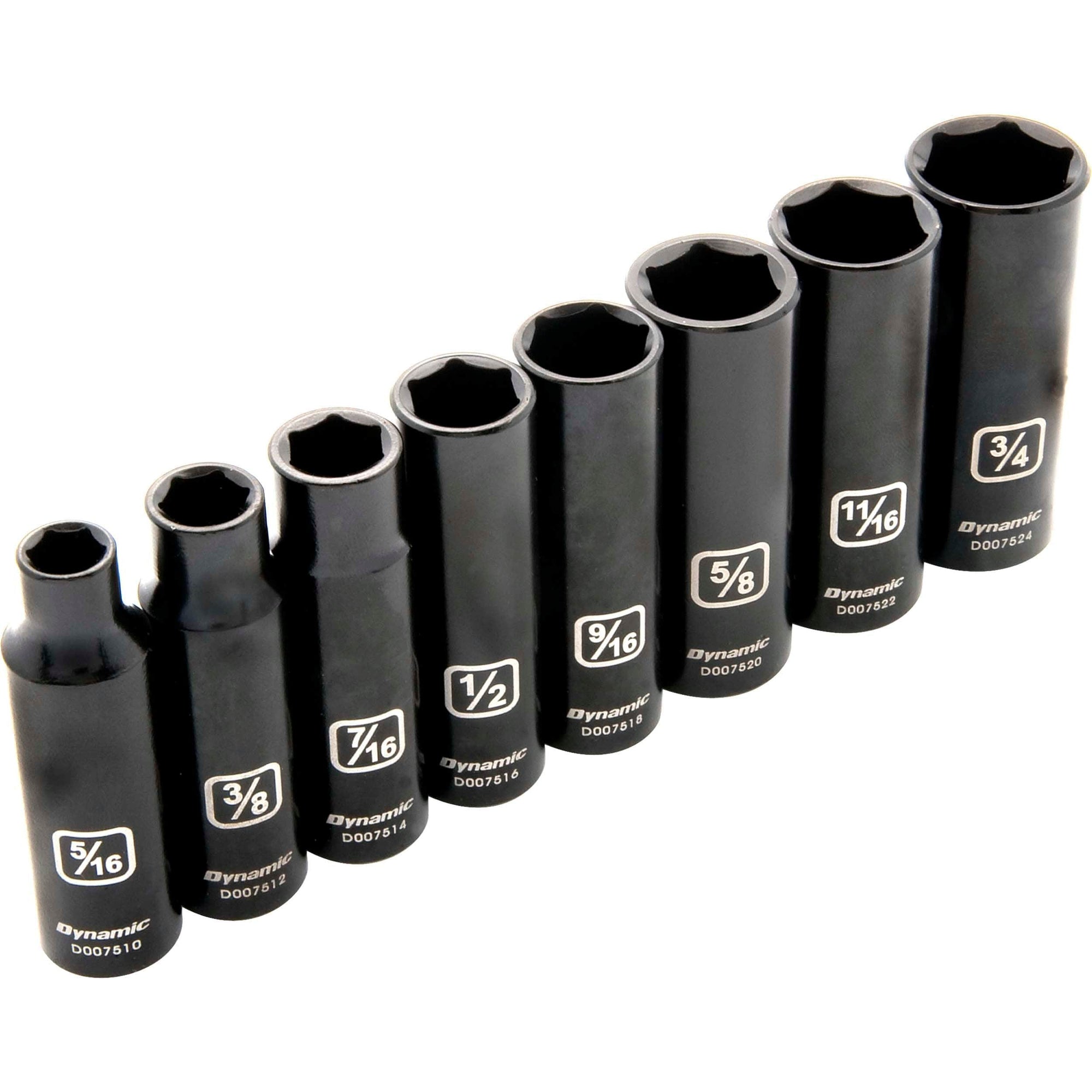 3/8" Drive 8pc 6-Point SAE Deep Impact Socket Set, 5/16" - 3/4" alt 0