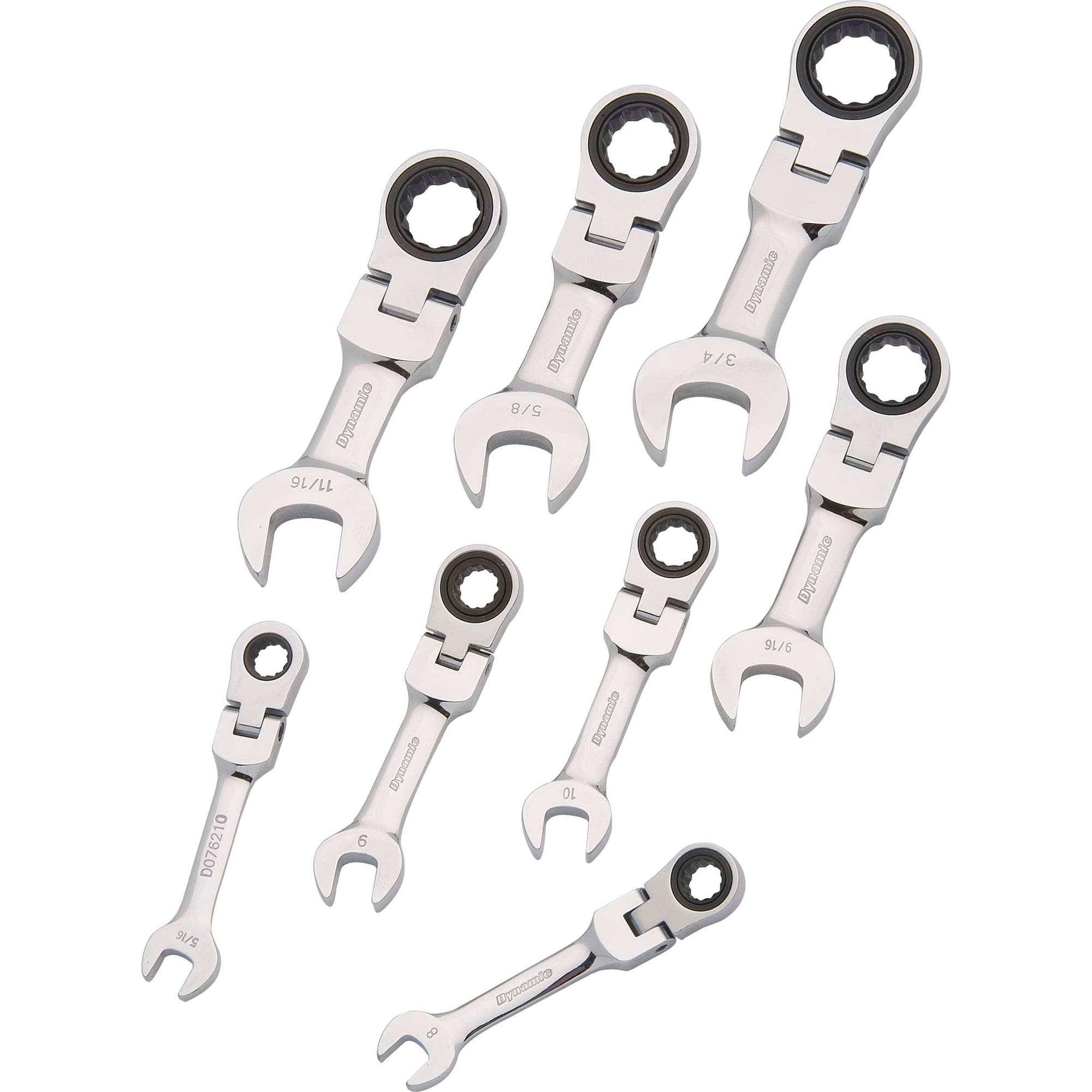 Ratcheting Wrench Set, 8pc, SAE, Stubby, Flex Head Combination, 5/16" - 3/4" alt 0
