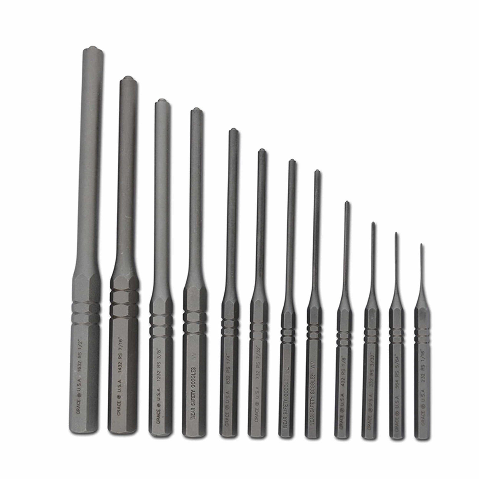 12 pc Professional Steel Roll Pin Punch Set with Vinyl Pouch alt 0