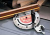 Incra 1000 miter gauge with protractor scale and adjustable fence on table saw slot