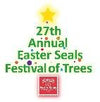 Graphic showing text for the 27th Annual Easter Seals Festival of Trees with a yellow star on top and a red Easter Seals