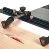 Precision fence and adjustable stop mounted on a table saw for accurate rip cuts.