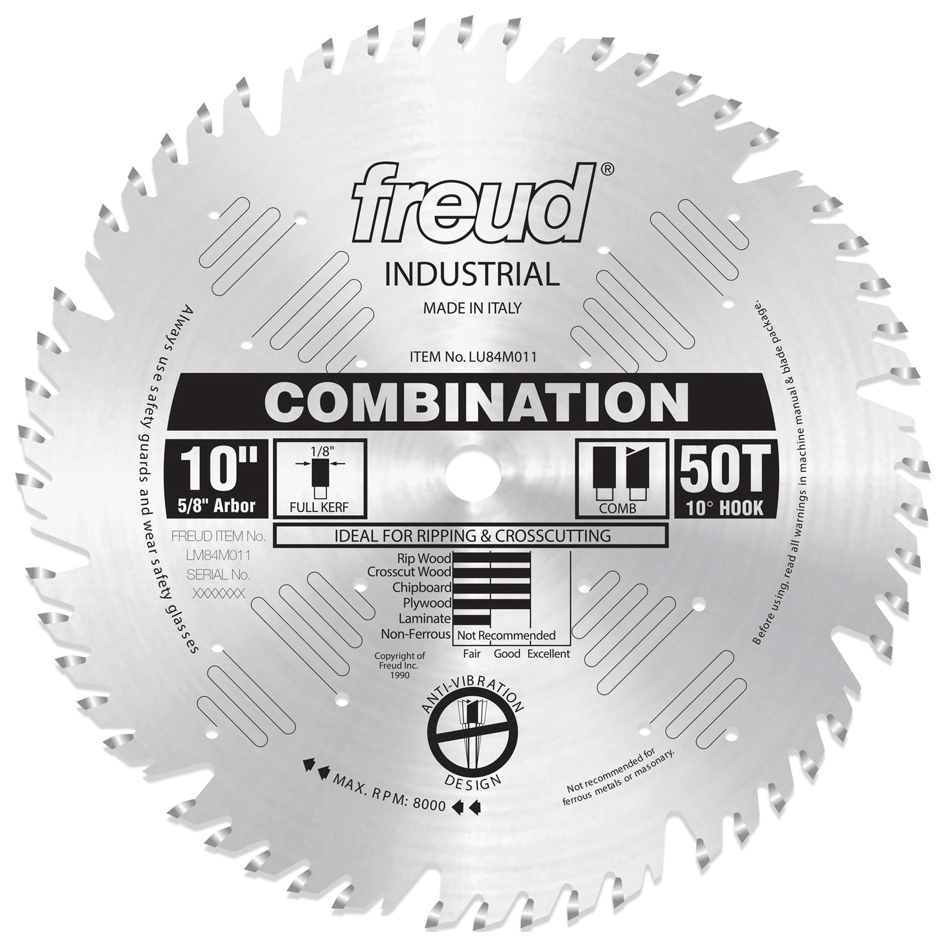 LU84M011 Circular Saw Blade 10" x 5/8" Bore x 50 Tooth Combination alt 0