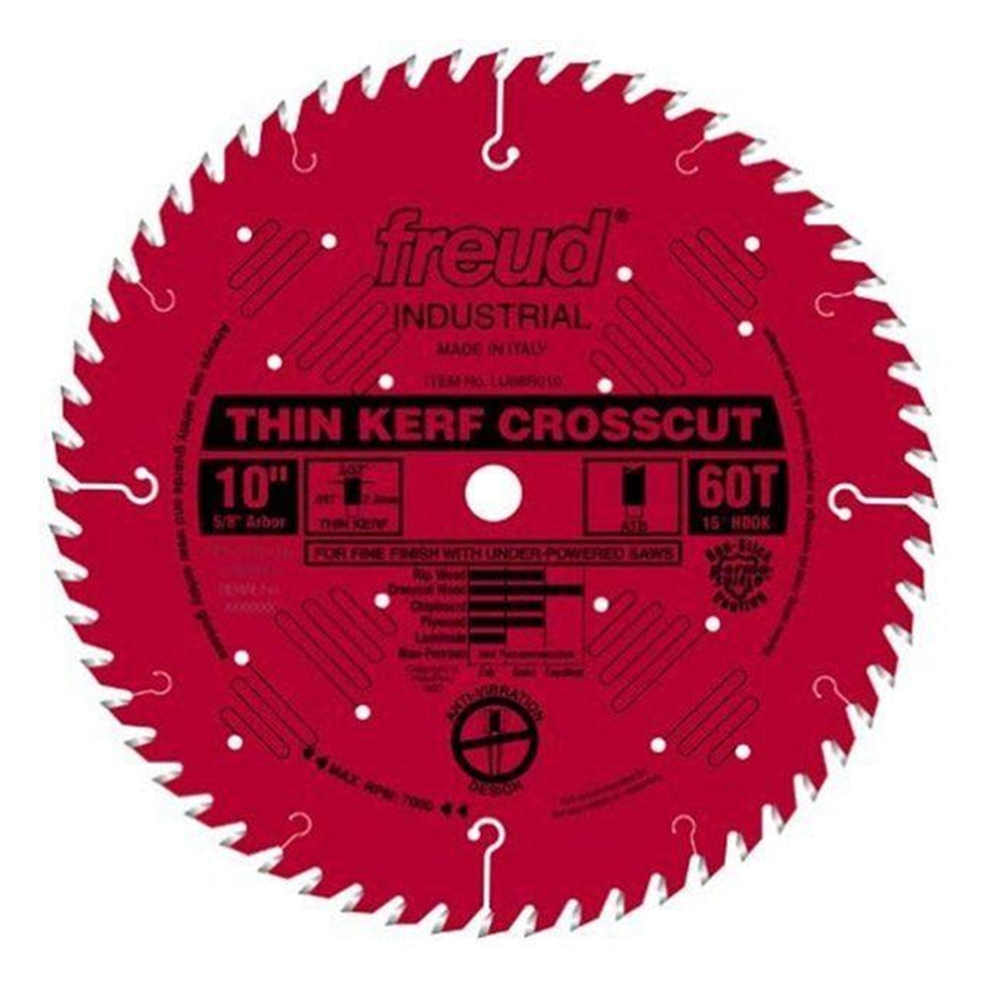 LU88R010 Industrial Thin Kerf Fine Finishing Blade 10" x 5/8" Bore x 60 Tooth ATB Thin Kerf alt 0