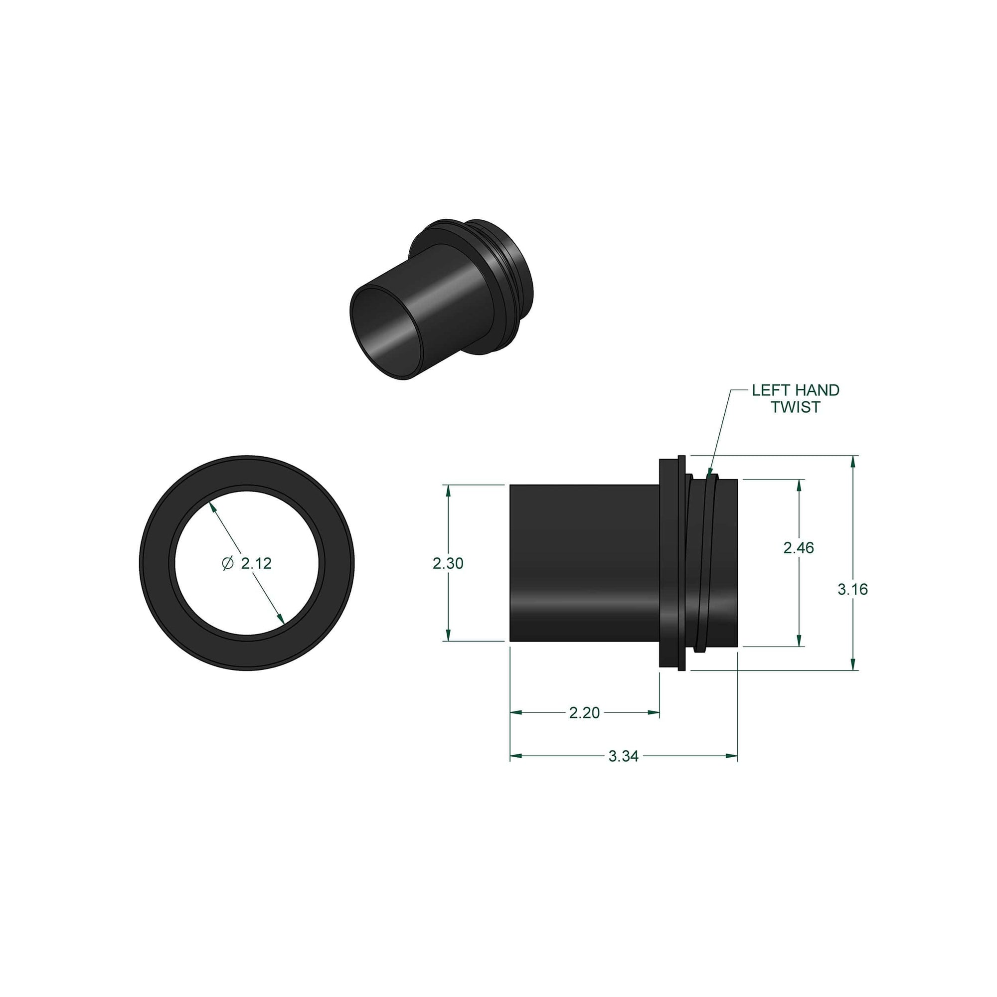 2-1/2" ABS Hose End Dust Collection Fitting alt 0