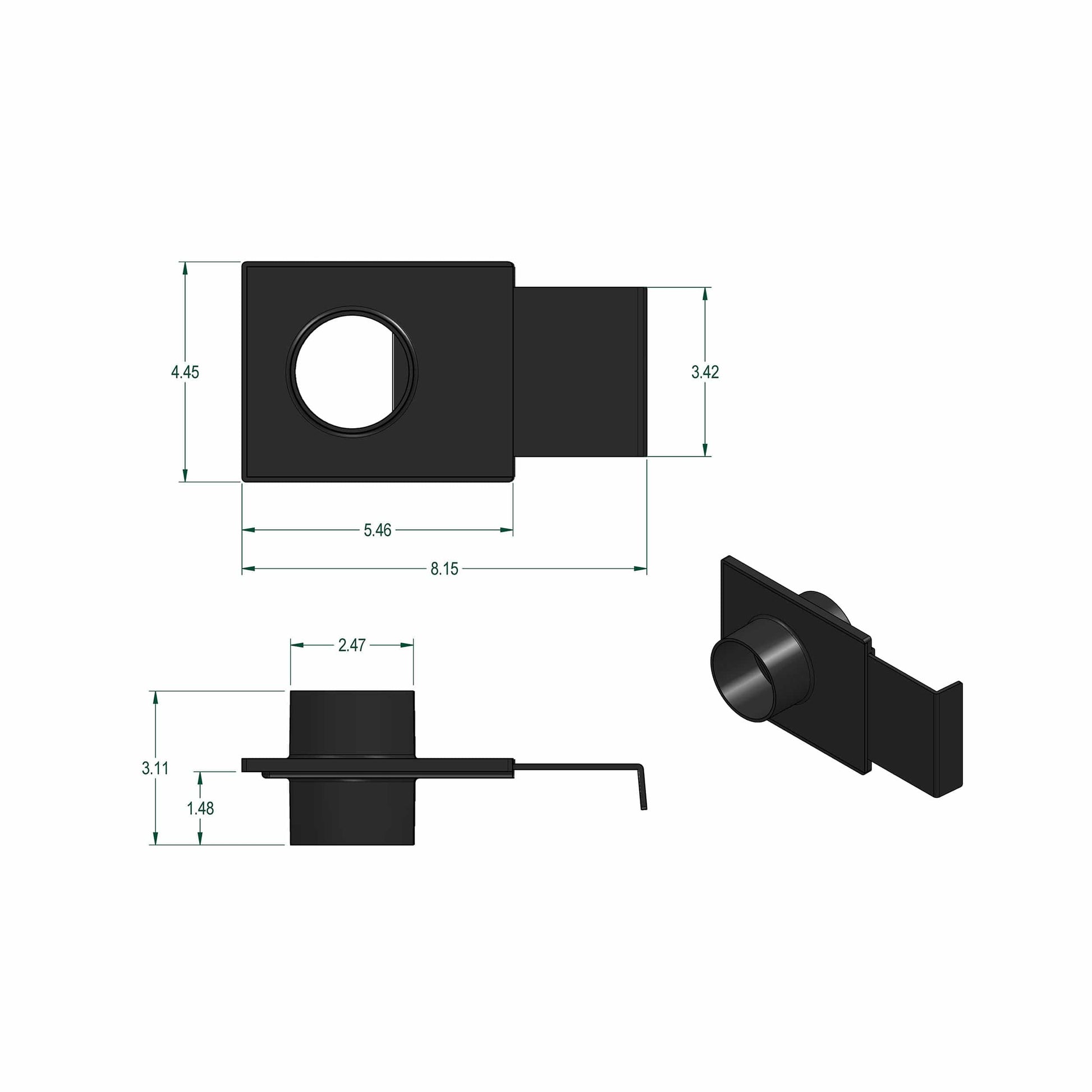 2-1/2" ABS Blast Gate Dust Collection Fitting alt 0