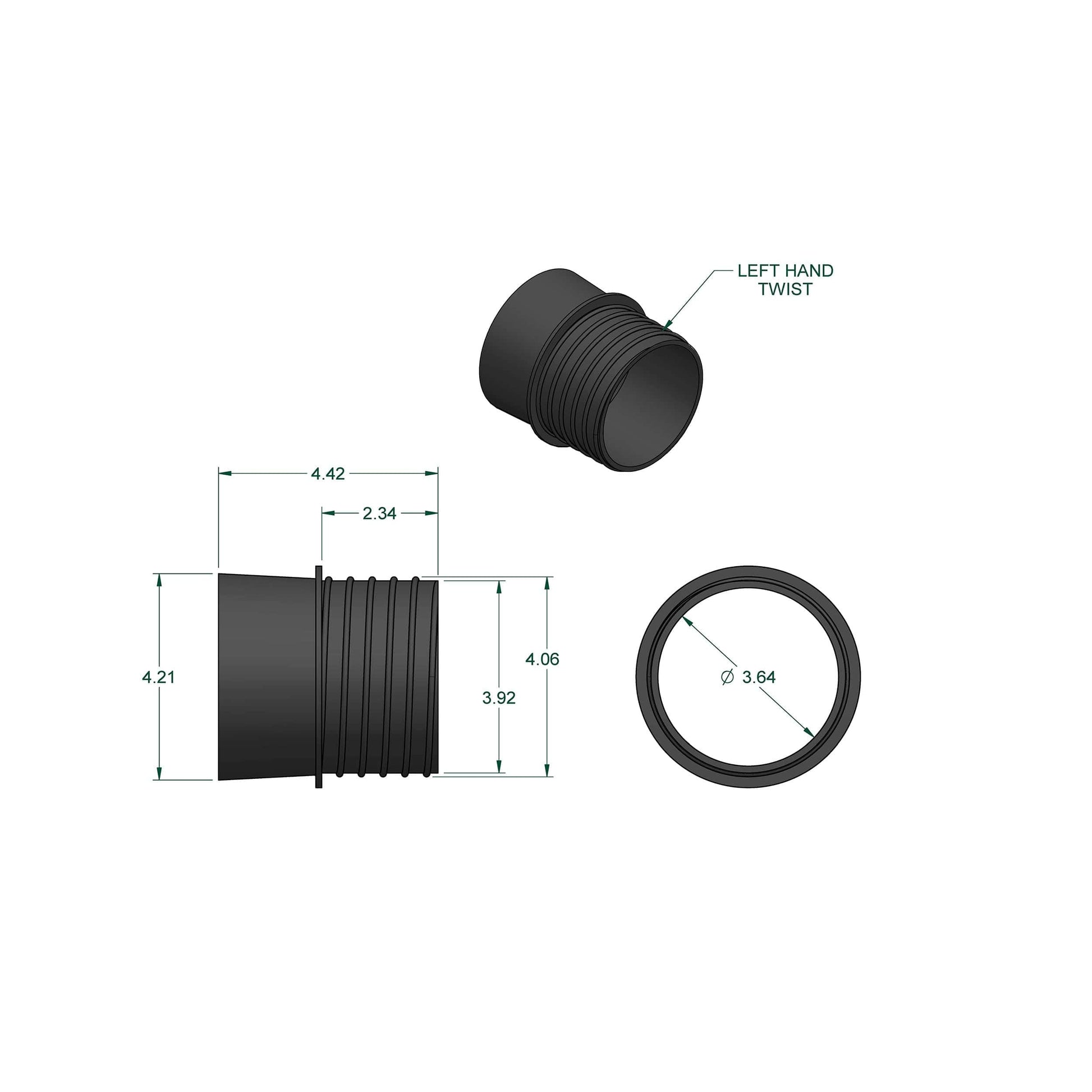 4" Quick Disconnect Hose to 4" OD Dust Collection Fitting alt 0