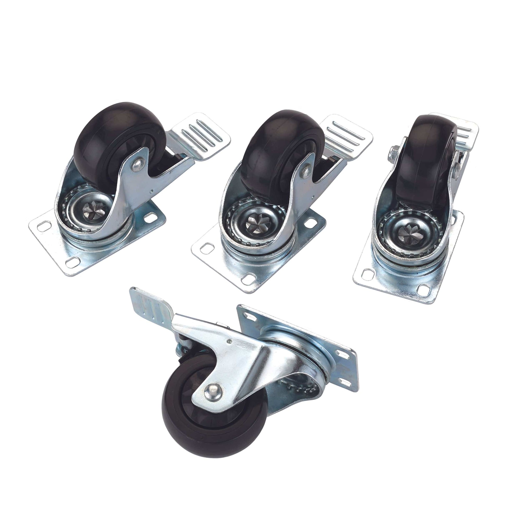 3" Caster Set - Double Locking/Swiveling with 4 Hole Mounting Plate - 4 Pack alt 0