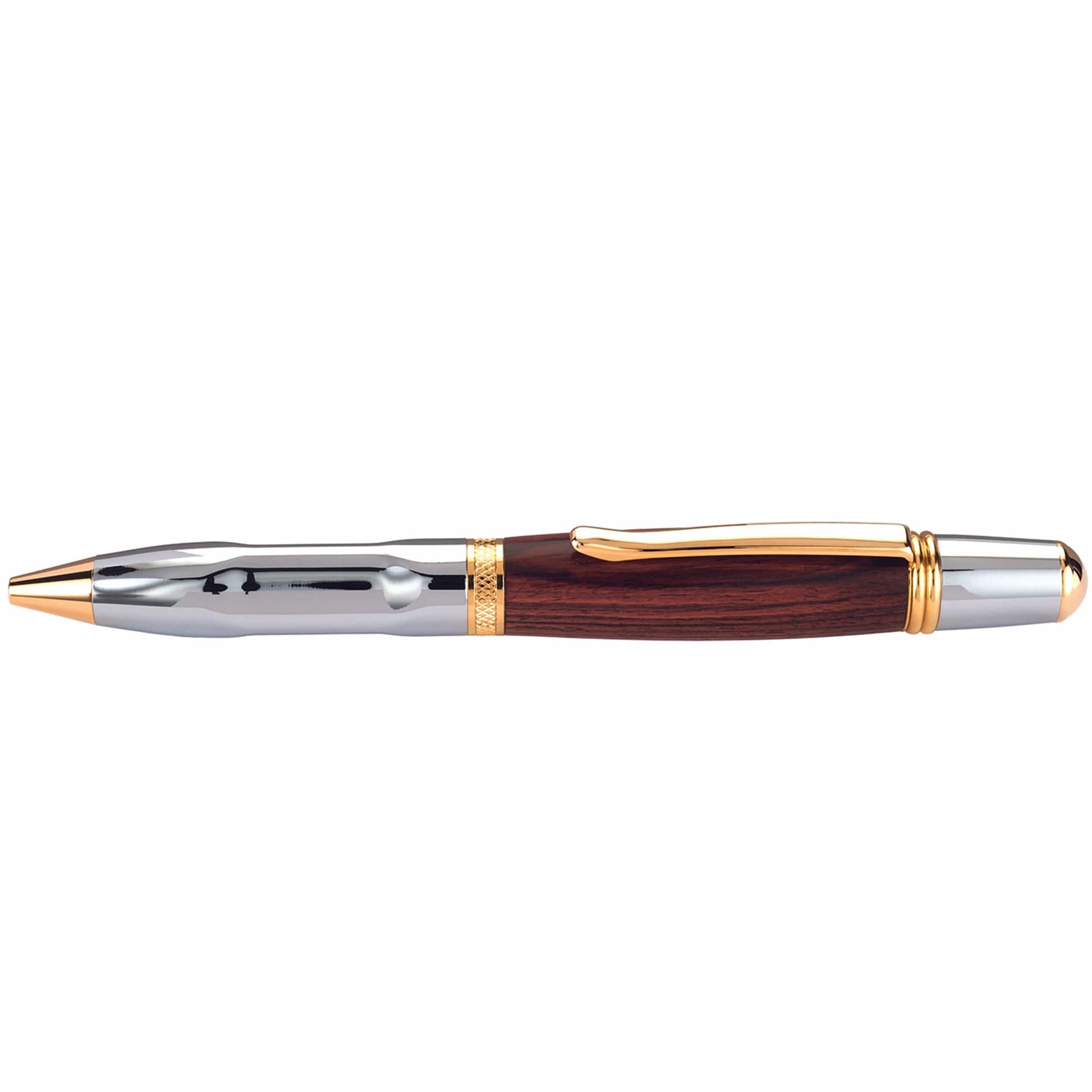 Wall Street II Grip Ballpoint Pen Kit - Chrome & Woodcraft Gold