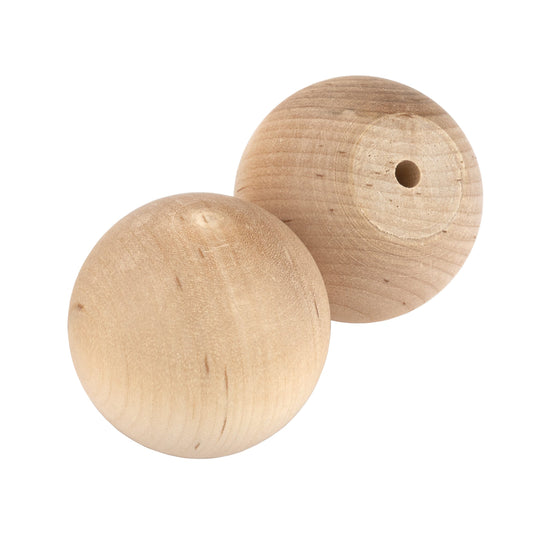Hardwood Ball Knob w/Screws - 1-3/4" Diameter - 3/4" Flat - 2 Piece alt 75