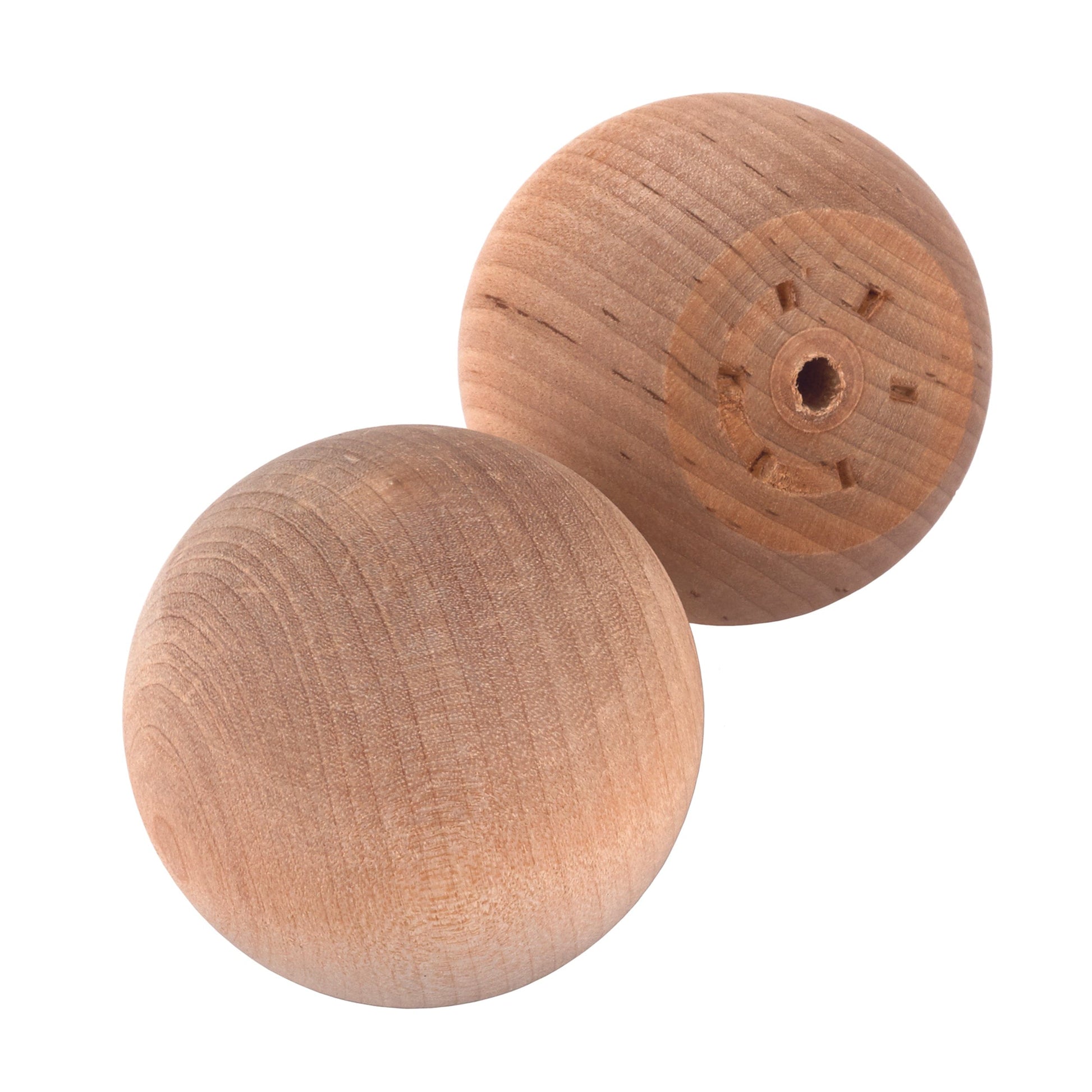 Hardwood Ball Knob w/Screws - 2" - 1-1/4" Diameter Flat - 2 Piece alt 0
