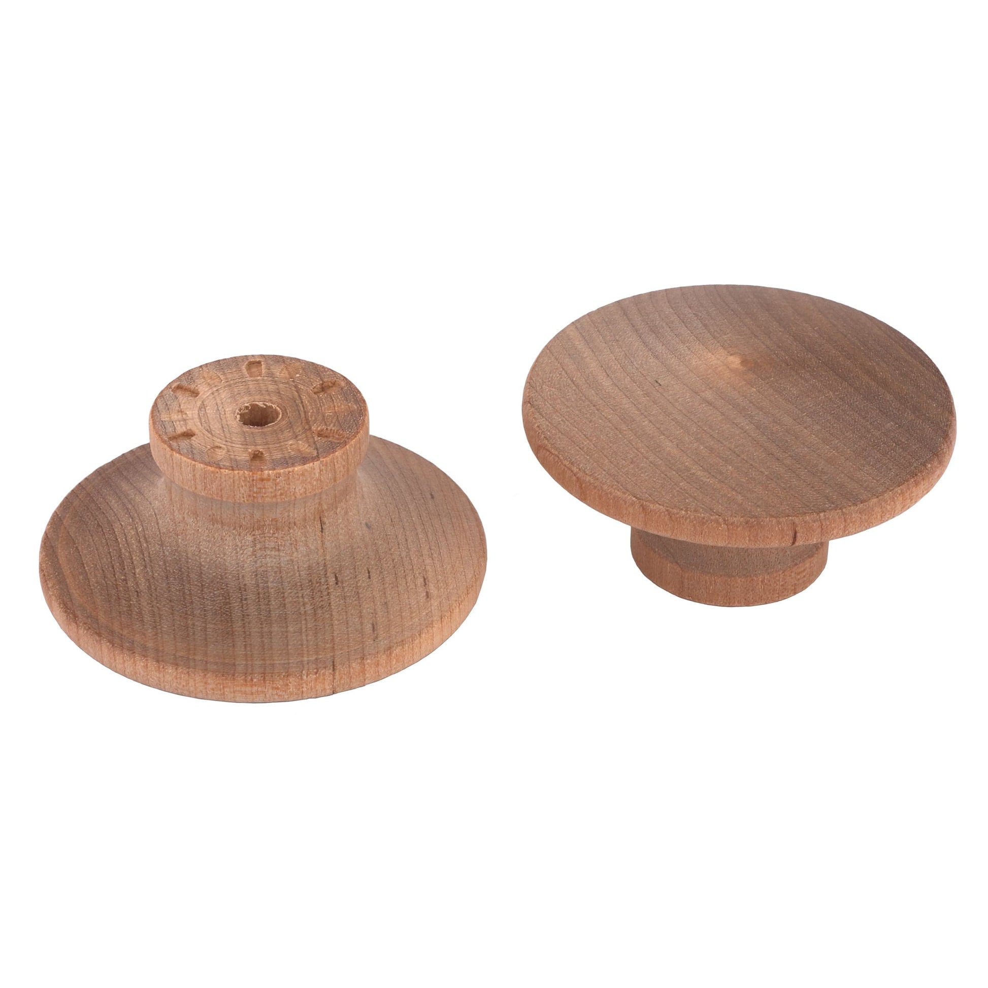 Mushroom Knob w/Screws - Birch - 2" Diameter - 1" Tall - 2 Piece alt 0