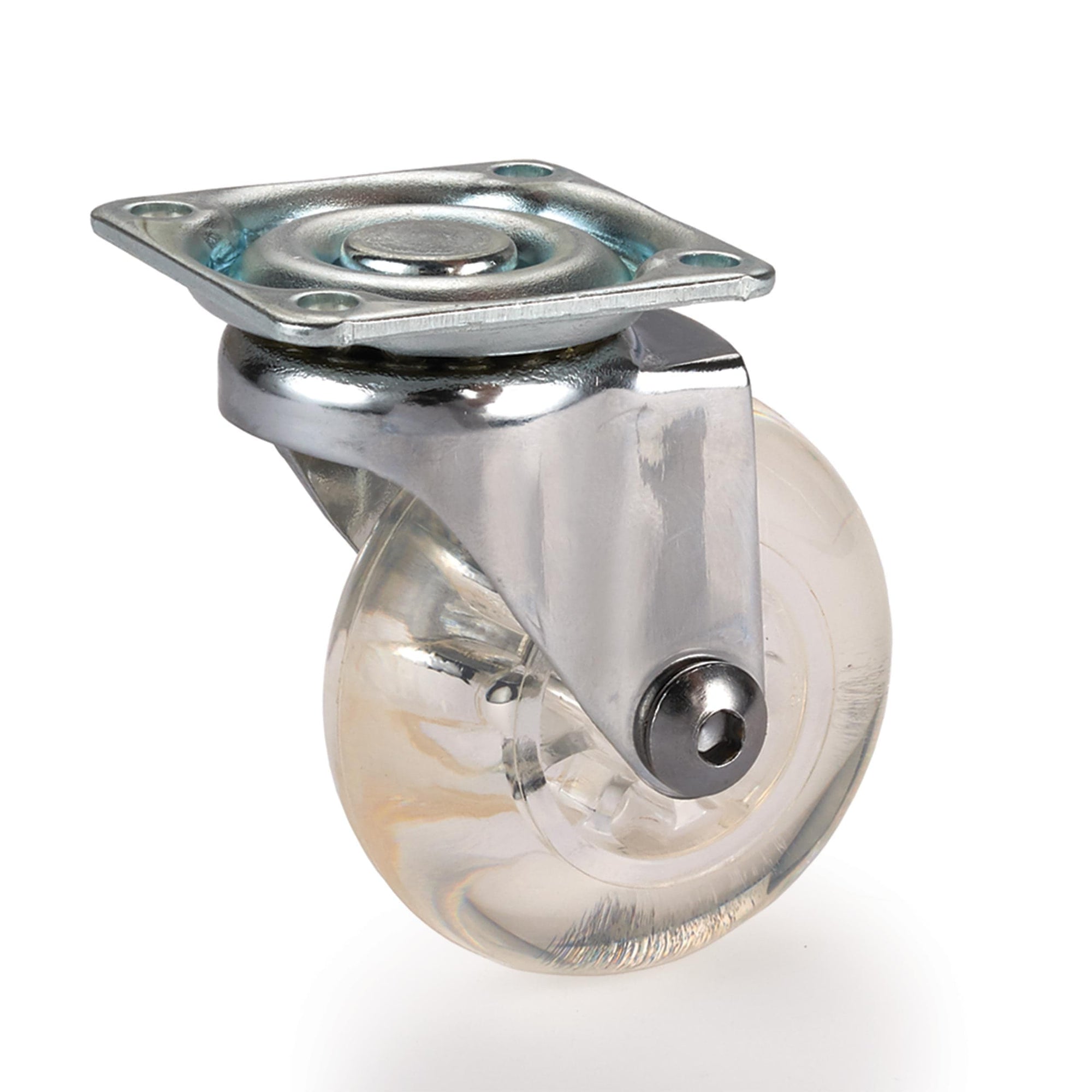 2" Skate Wheel Caster Non-Locking with Rounded Translucent Wheel alt 0