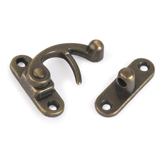 Hook Latch with Screws - Small - Antique Brass alt 0