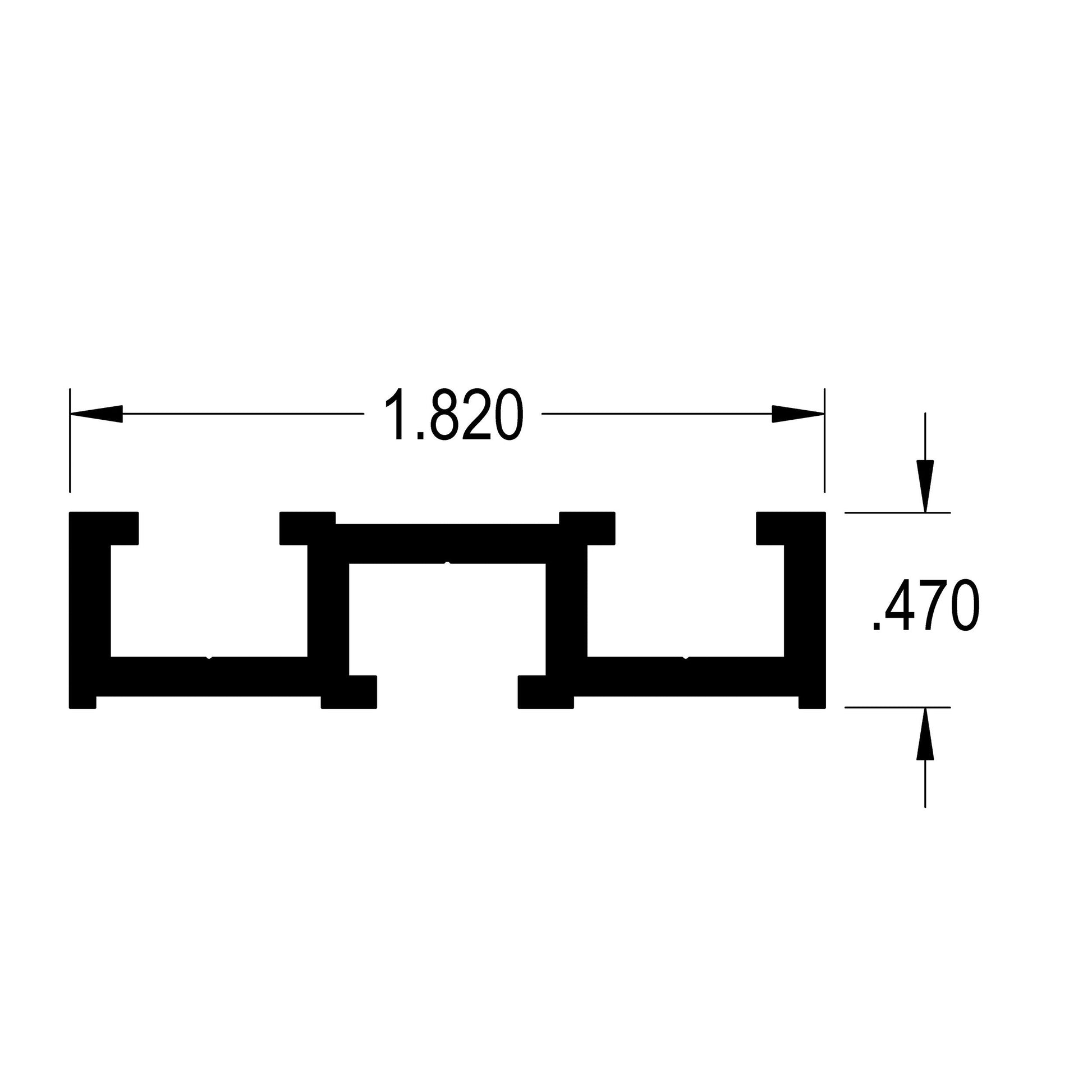 48" Double T-Track Bolt Mount Fence Extrusion alt 0