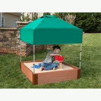 Classic Sienna 4' x 4' x 11" Composite Square Sandbox Kit with Telescoping Canopy/Cover - 2" profile alt 0