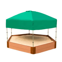 Classic Sienna 7' x  8' x 11" Composite Hexagon Sandbox Kit with Telescoping Canopy/Cover - 2" profile alt 0