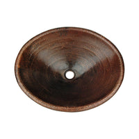 Master Bath Oval Self Rimming Hammered Copper Bathroom Sink alt 0
