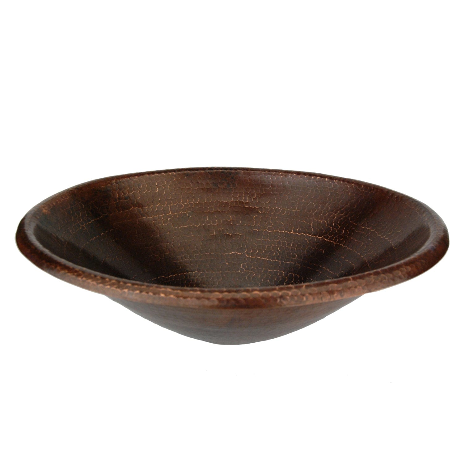 Master Bath Oval Self Rimming Hammered Copper Bathroom Sink alt 0