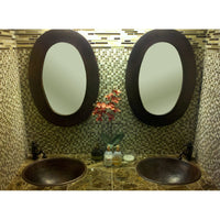 Master Bath Oval Self Rimming Hammered Copper Bathroom Sink alt 0