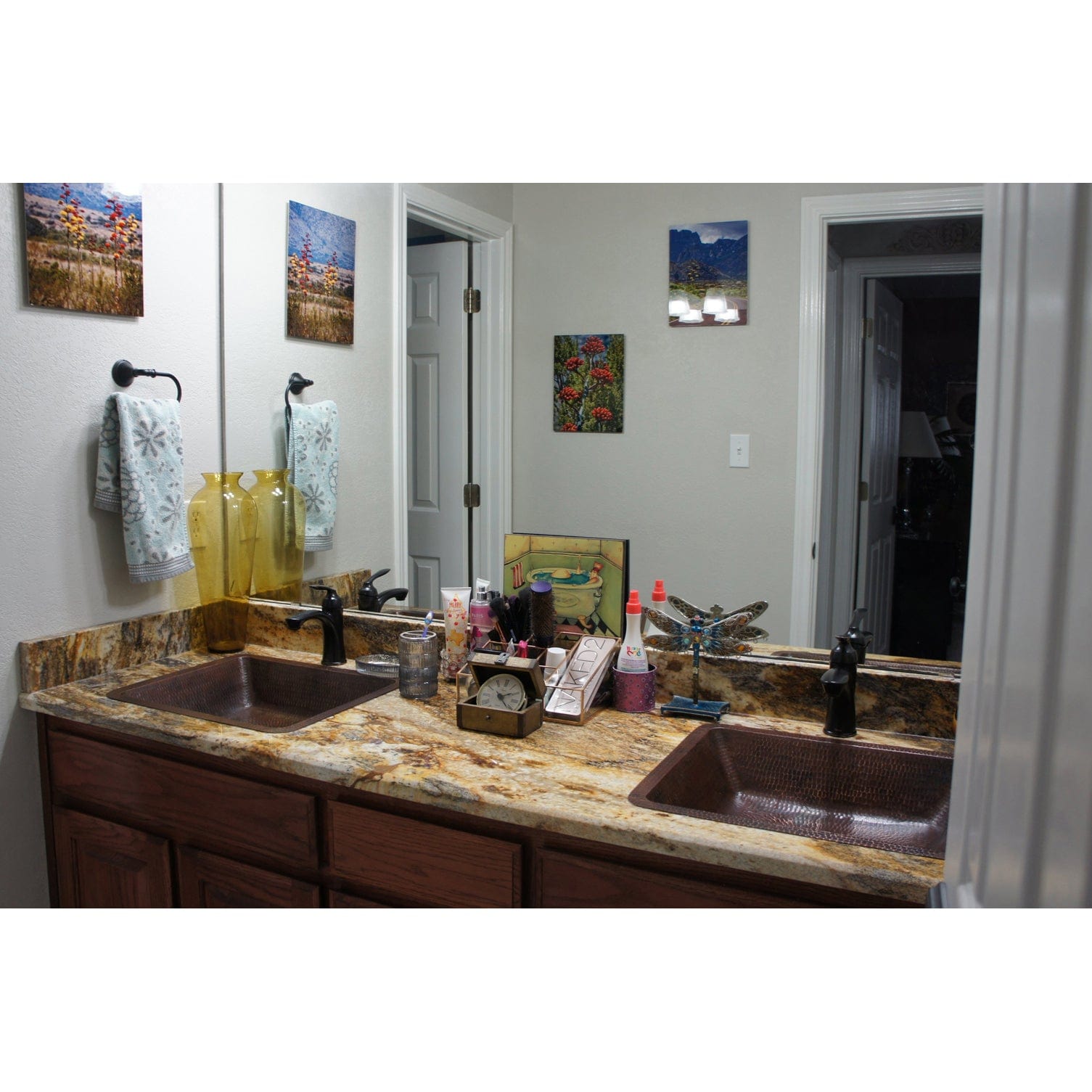 Rectangle Under Counter Hammered Copper Bathroom Sink alt 0