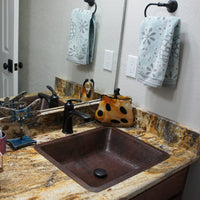 Rectangle Under Counter Hammered Copper Bathroom Sink alt 0