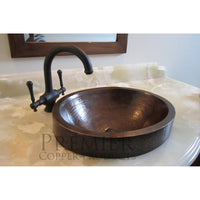 17" Compact Oval Skirted Vessel Hammered Copper Sink alt 0