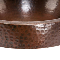 17" Compact Oval Skirted Vessel Hammered Copper Sink alt 0